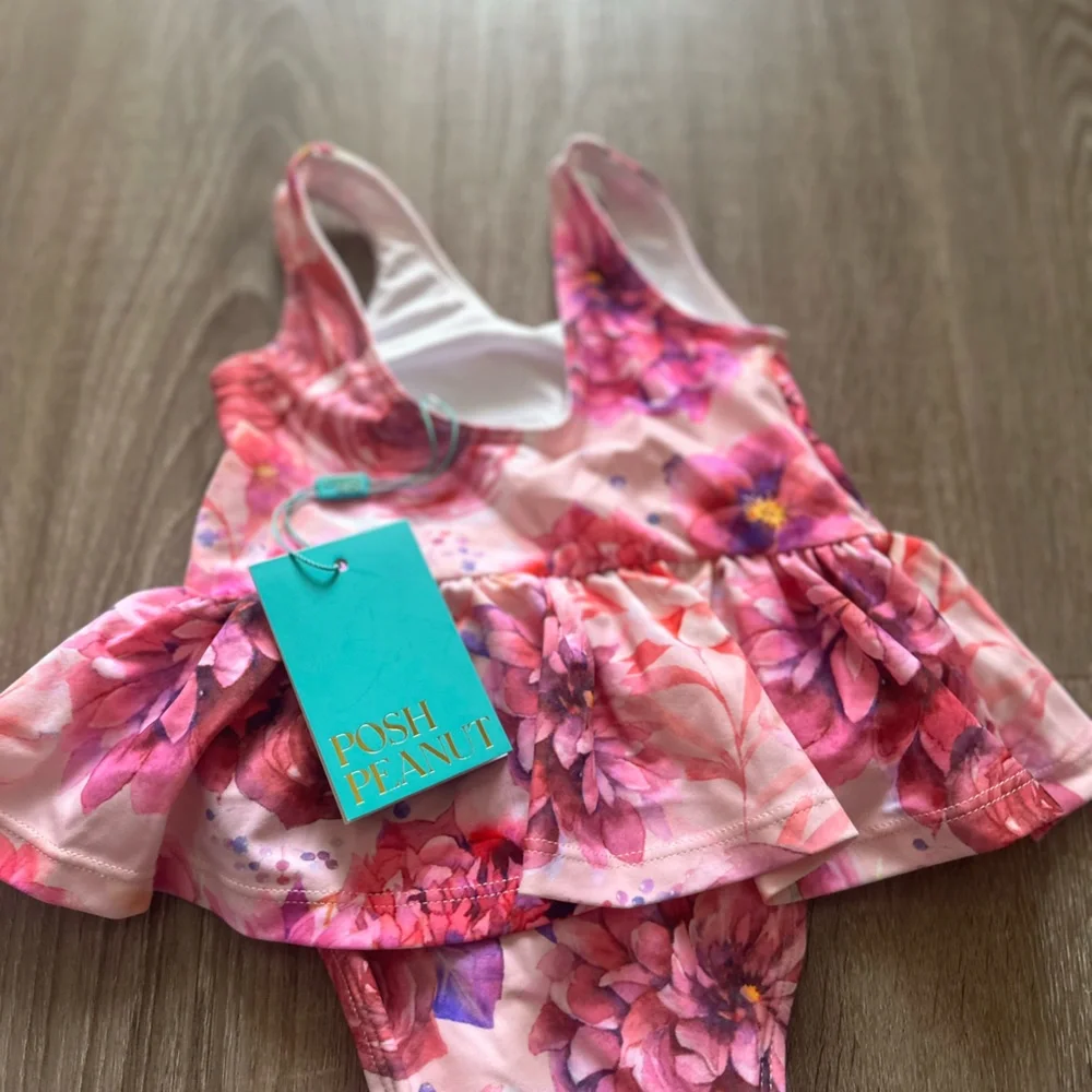 Posh Peanut Infant Swimsuit‎ Twirl Skirt Amira Floral Bathing Suit 0-3 month